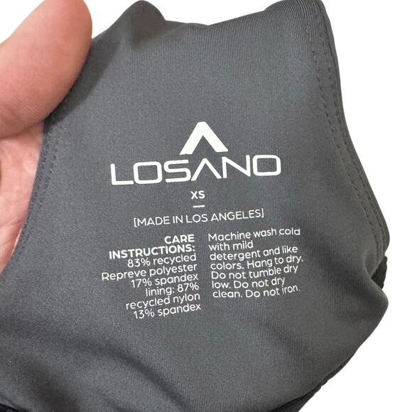 Losano Gray Racerback Athletic Tank Top Built-In Bra XS Workout Yoga Running - Picture 2 of 4